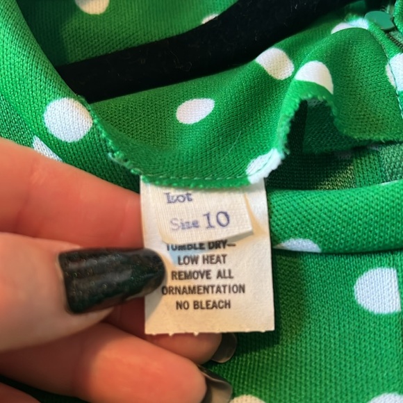 Vintage green & white polka dot dress 1974-1983 size 10 - Picture 4 of 6